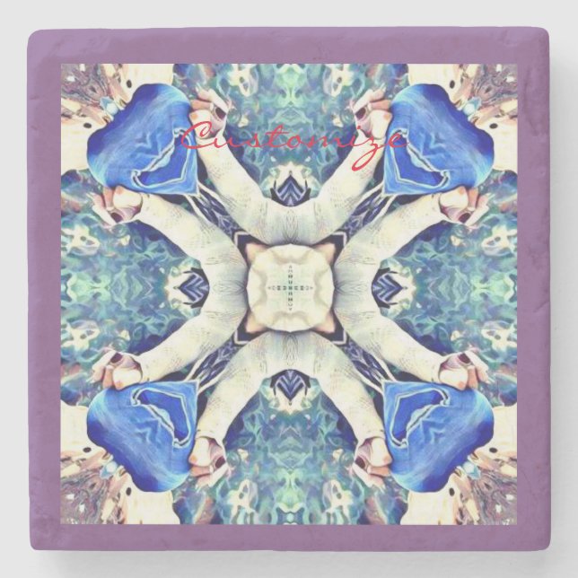 Blaues Mandala-Herz Muster Thunder_Cove Steinuntersetzer (Vorderseite)