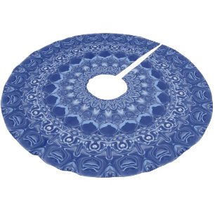 Blaues Mandala Muster mit Sternexplosion Symmetrie Polyester Weihnachtsbaumdecke