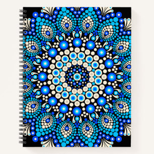 Blaues Mandala-Muster-Schürze Boho-Blumen-Dekor  Notizbuch