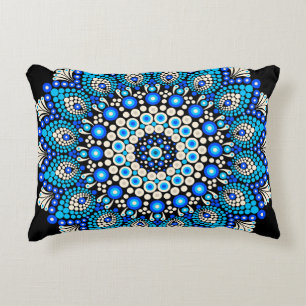 Blaues Mandala-Muster-Wurfkissen Boho-Dekoratives  Dekokissen