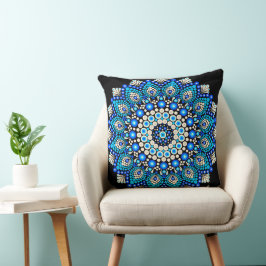 Blaues Mandala-Muster-Wurfkissen Boho-Dekoratives Kissen