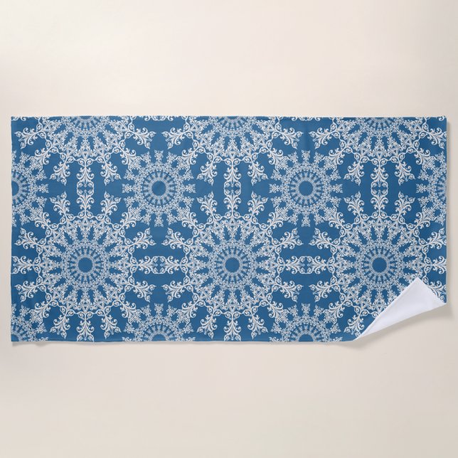 Blaues Mandala Strandtuch (Vorderseite)