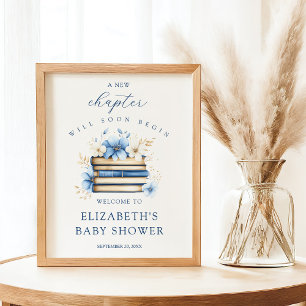 Blaues Märchenbuch-Baby-Party-Willkommensschild Po Poster