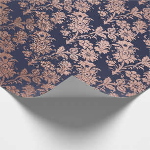 Blaues Marine-Rosa-Rosen-Goldpulver-Imitat erröte Geschenkpapier