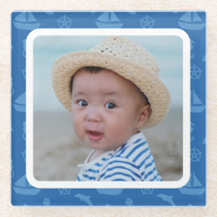 Blaues maritimes Muster benutzerdefiniertes Baby J Glasuntersetzer