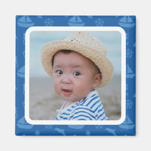 Blaues maritimes Muster benutzerdefiniertes Baby J Magnet