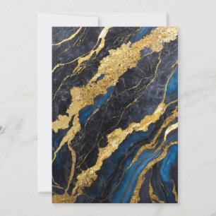 Blaues Marmormuster mit Gold Einladung