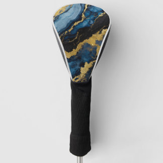 Blaues Marmormuster mit Gold Golf Headcover