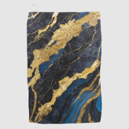 Blaues Marmormuster mit Gold Golfhandtuch