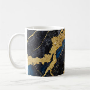 Blaues Marmormuster mit Gold Kaffeetasse