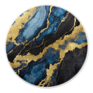 Blaues Marmormuster mit Gold Keramikknauf