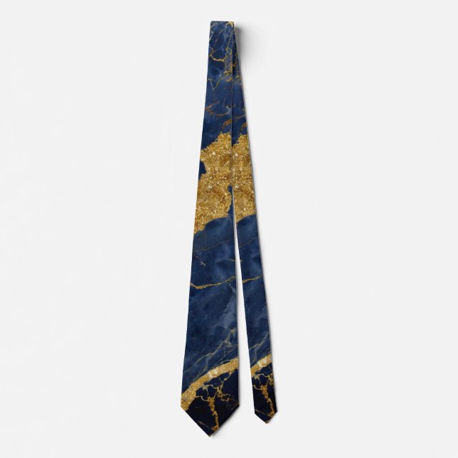 Blaues Marmormuster mit Gold Krawatte (Vorderseite)