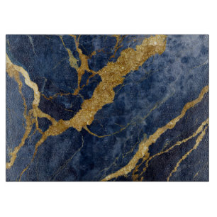 Blaues Marmormuster mit Gold Schneidebrett