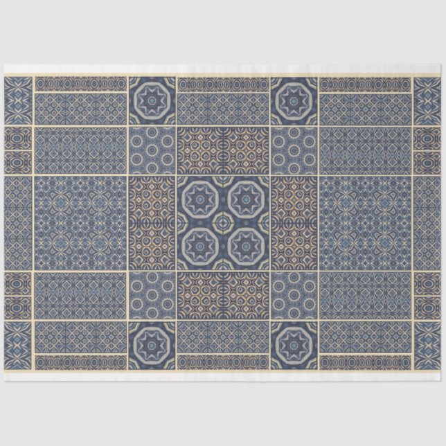 Blaues marokkanisches Dekopapier Seidenpapier (Vorderseite)