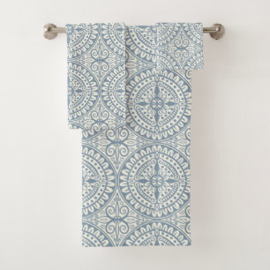 Blaues marokkanisches Fliesenmuster Badhandtuch Set