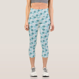 Blaues marokkanisches Gitter, Gitterwerk, Vierpass Capri Leggings