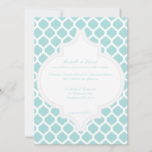 Blaues marokkanisches Muster für Hochzeiten Einladung (Vorderseite)