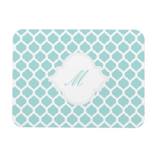 Blaues marokkanisches Muster mit Monogram Magneten Magnet