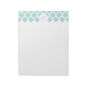 Blaues marokkanisches Muster mit Monogram Notepad Notizblock