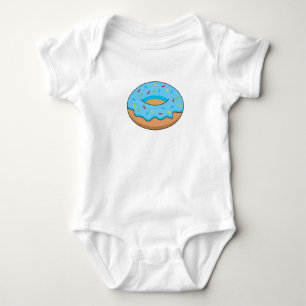 Blaues Mattiertes Donut mit Sprinklen Cartoon Baby Strampler