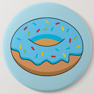 Blaues Mattiertes Donut mit Sprinklen Cartoon Button
