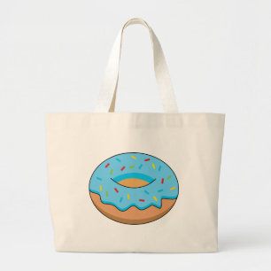 Blaues Mattiertes Donut mit Sprinklen Cartoon Jumbo Stoffbeutel