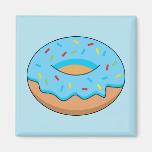 Blaues Mattiertes Donut mit Sprinklen Cartoon Magnet
