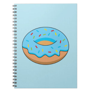 Blaues Mattiertes Donut mit Sprinklen Cartoon Notizblock