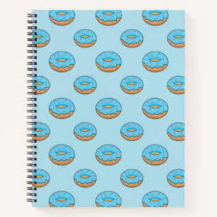 Blaues Mattiertes Donut mit Sprinklen Cartoon Notizbuch