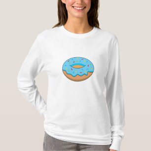 Blaues Mattiertes Donut mit Sprinklen Cartoon T-Shirt