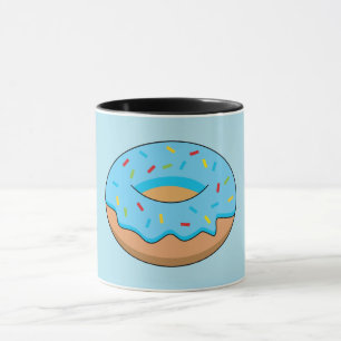 Blaues Mattiertes Donut mit Sprinklen Cartoon Tasse