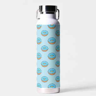 Blaues Mattiertes Donut mit Sprinklen Cartoon Trinkflasche