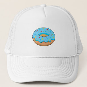 Blaues Mattiertes Donut mit Sprinklen Cartoon Truckerkappe