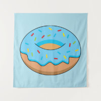 Blaues Mattiertes Donut mit Sprinklen Cartoon