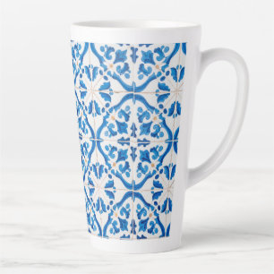 Blaues mediterranes Fliesenmuster – Elegantes Azul Milchtasse