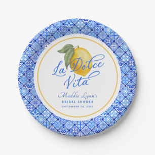 Blaues mediterranes La Dolce Vita Brautparty Pappteller