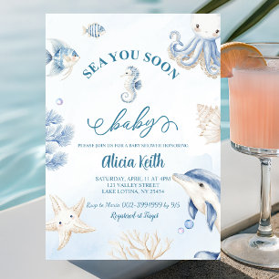 Blaues Meer an der Küste, bald Baby Shower Einladung