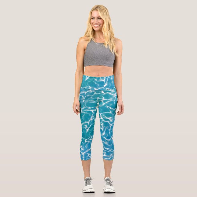 Blaues Meer Capri Leggings (Vorderseite)