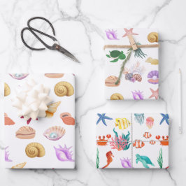 Blaues Meer Geschenkpapier Set