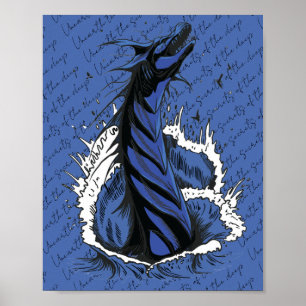 Blaues Meer-Monster-Schlangen-Ozeanwellen-Poster Poster