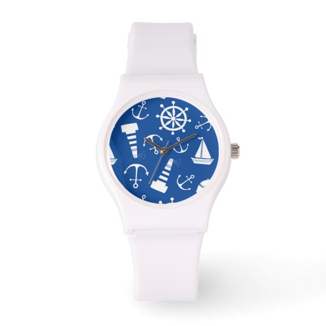 Blaues Meer-Muster Armbanduhr (Vorderseite)