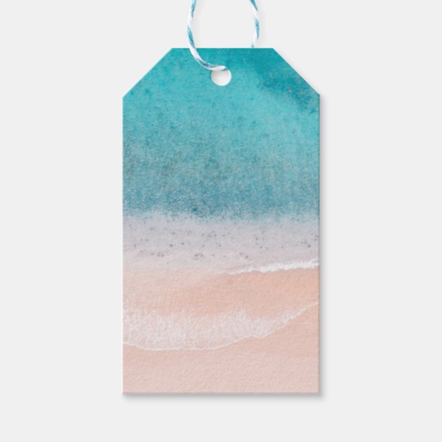 Blaues Meer Sand an der Küste Custom Blank Templat Geschenkanhänger (Vorderseite)