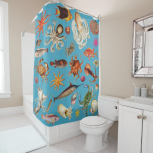 Blaues Meer unter Wasser Duschvorhang