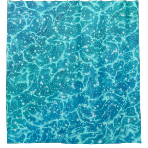 Blaues Meer Wasser mit Glitzern Duschvorhang