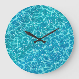 Blaues Meer Wasser mit Glitzern Große Wanduhr