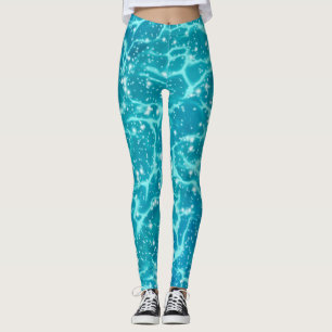 Blaues Meer Wasser mit Glitzern Leggings