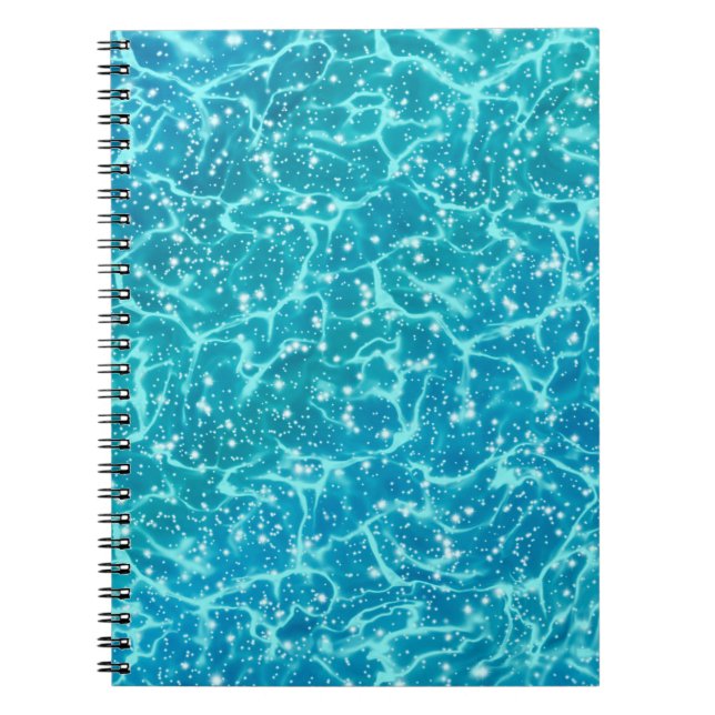 Blaues Meer Wasser mit Glitzern Notizblock (Vorderseite)