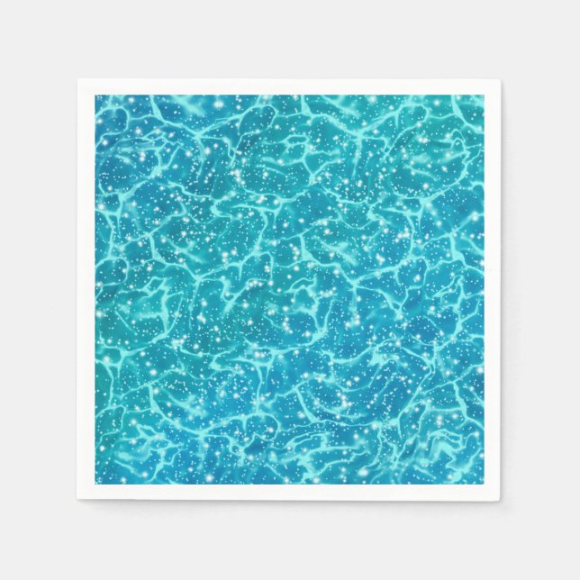 Blaues Meer Wasser mit Glitzern Serviette (Vorderseite)