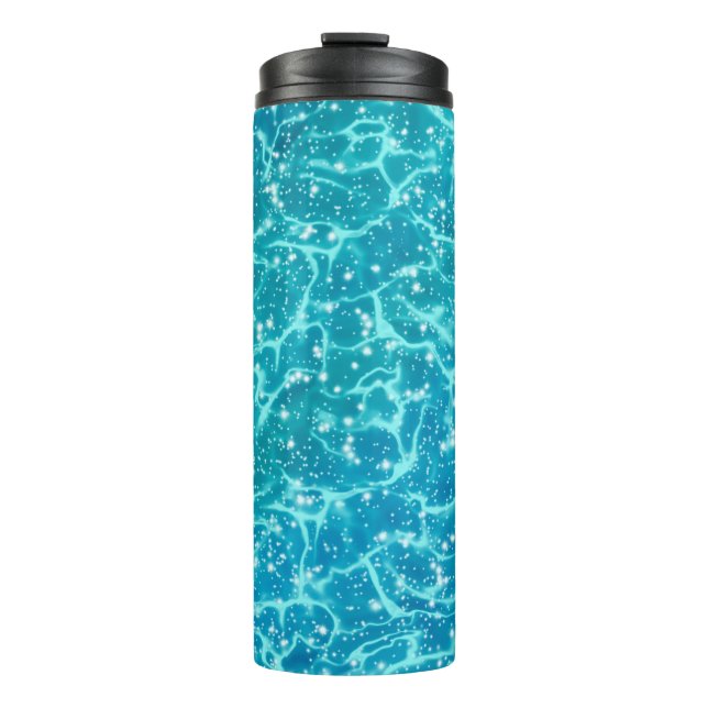 Blaues Meer Wasser mit Glitzern Thermosbecher (Vorderseite)