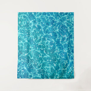 Blaues Meer Wasser mit Glitzern Wandteppich